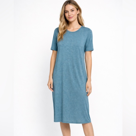 LuLaRoe Dresses & Skirts - LuLaRoe Women’s Julia Midi Dress Teal Blue Short Sleeve Sz Medium NWT